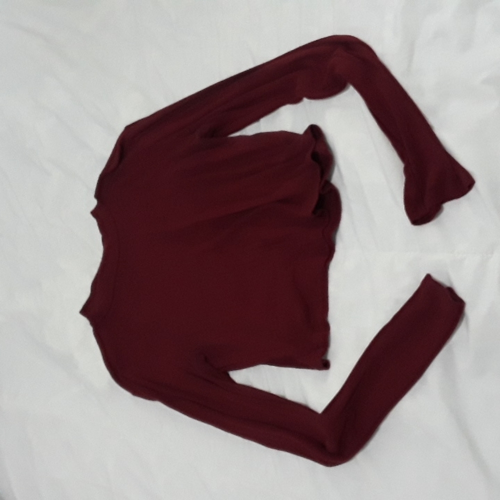 Red mock neck long sleeve